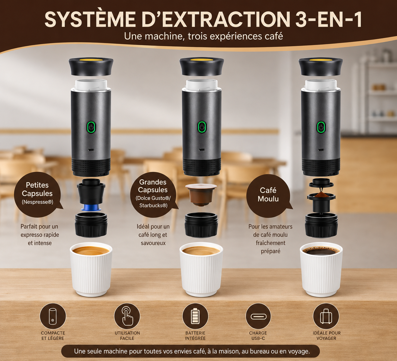Machine Espresso Portable 3 en 1