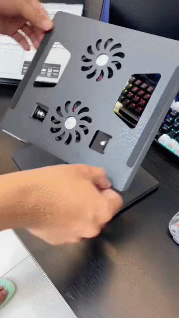 Support de PC Portable Réglable avec Double Ventilateur de Refroidissement