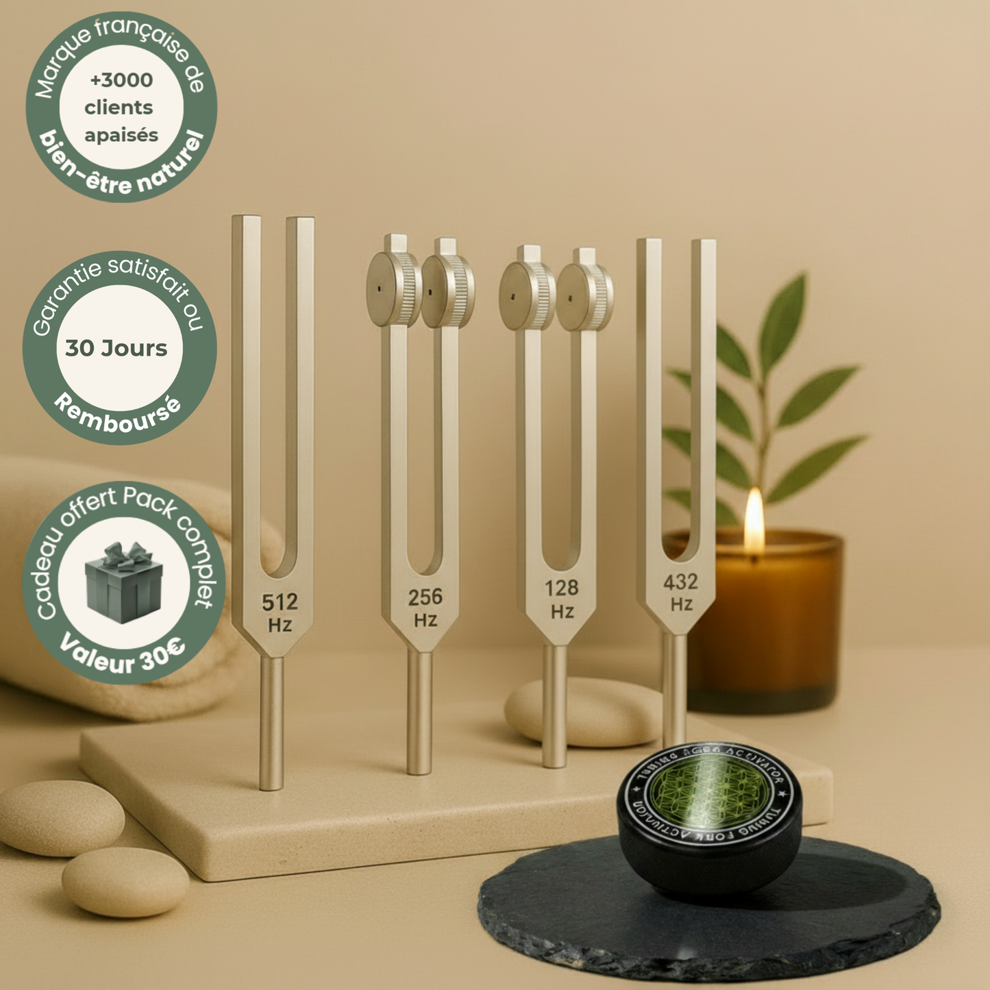 Pack Sérénité – Fourchettes Vibratoires  128 Hz | 256 Hz | 432 Hz | 512 Hz