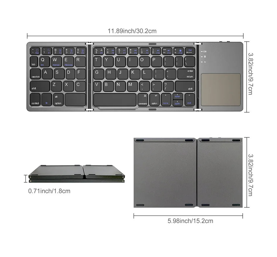 Clavier Bluetooth Pliable avec Pavé Tactile Intégré